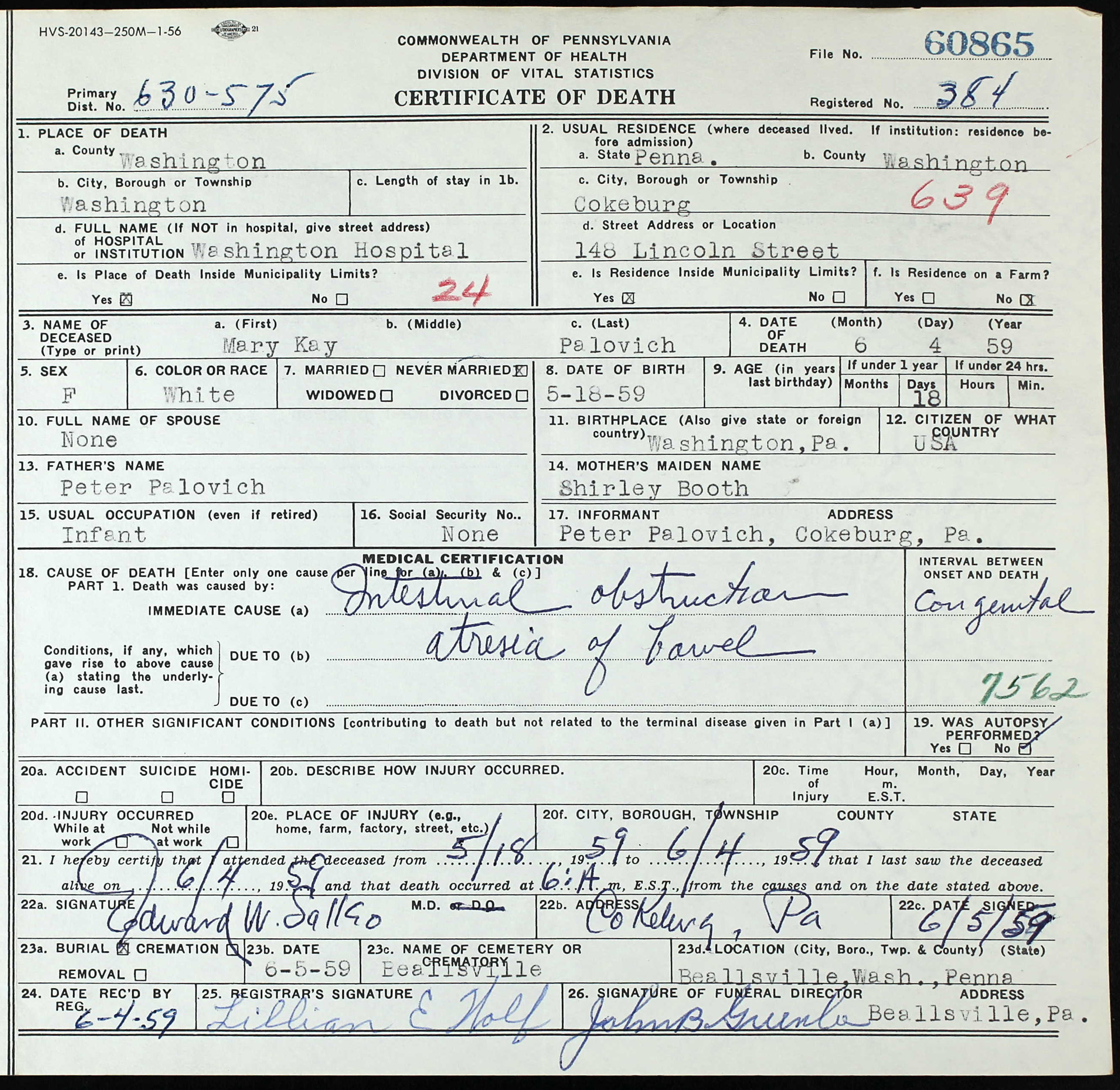 death certificate